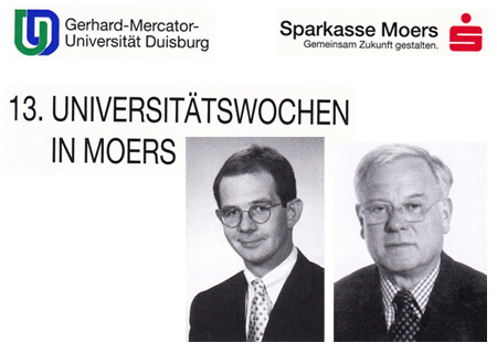 Dr. Andreas Gutsch referiert am 12. Oktober und Professor Heinrich Fißan spricht am 19. Oktober in der Hauptstelle der Sparkasse Moers.