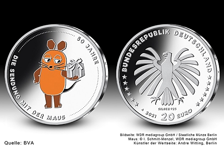 Die Ausgabe der 20-Euro-Sammlermünze „50 Jahre Sendung mit der Maus“ ist auf unbestimmte Zeit verschoben.
