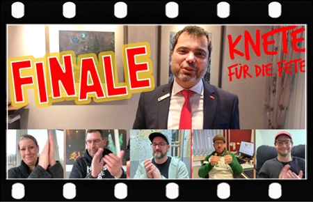 Die Sparkasse am Niederrhein zeigt das Finale der 8. Staffel von „Knete für die Fete“ als Video auf ihren Social-Media-Kanälen. 