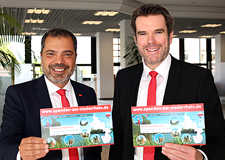 Giovanni Malaponti (links) und Stefan Ertelt laden alle Vereine aus Moers, Neukirchen-Vluyn, Rheinberg und Xanten sowie aus Alpen und Sonsbeck ein, sich und ihre Projekte auf der kostenlosen Online-Plattform ‚www.spenden-am-niederrhein.de‘ zu präsentieren.