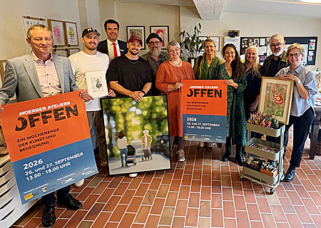 Künstlerinnen und Künstler freuen sich gemeinsam mit den Organisatoren auf die Reihe ‚Moerser Ateliers Offen‘ am 26. und 27. September.