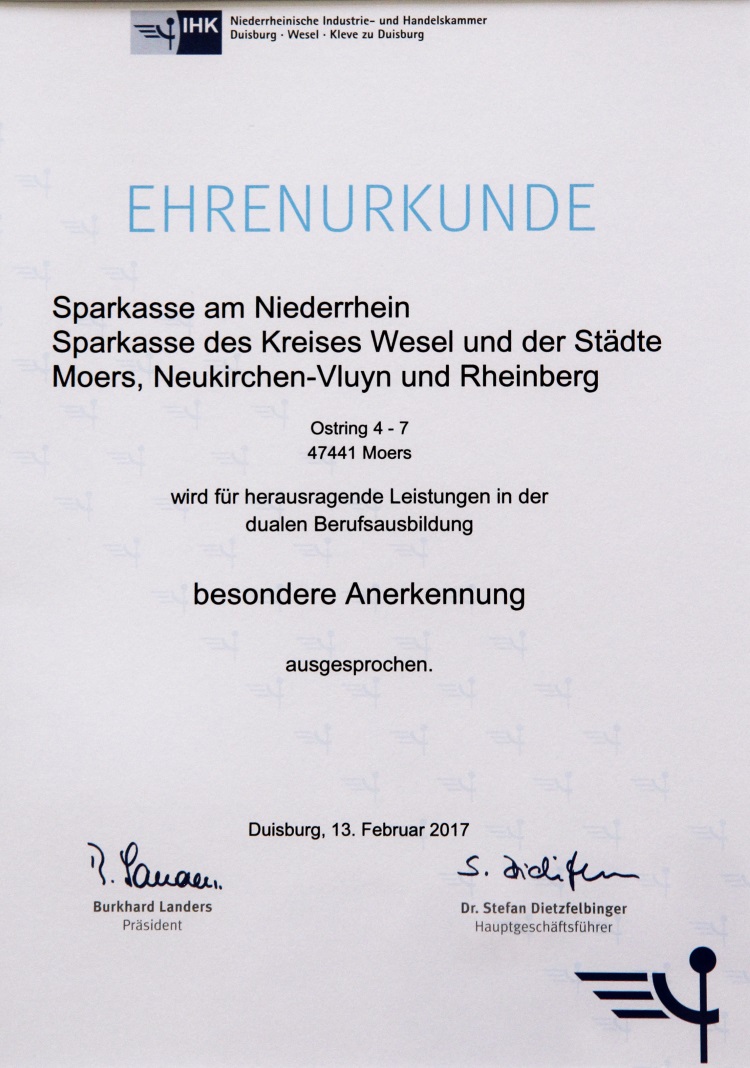 Ehrenurkunde IHK 2017